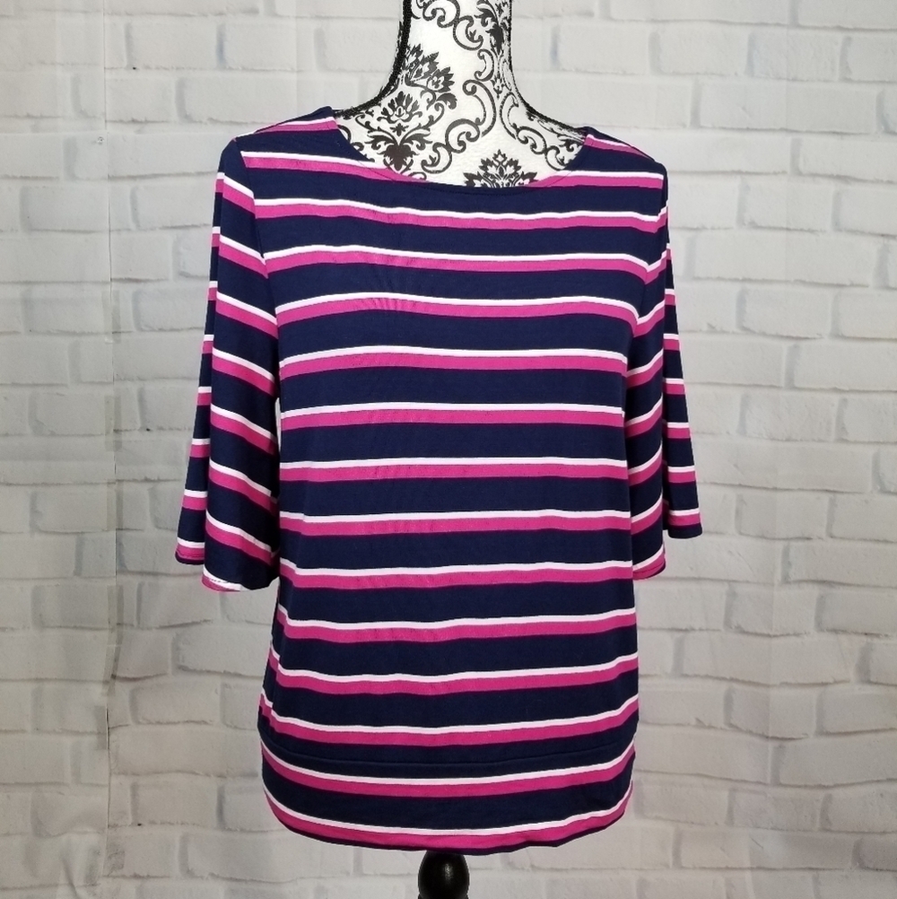 Chicos striped print stretch knit top size 1